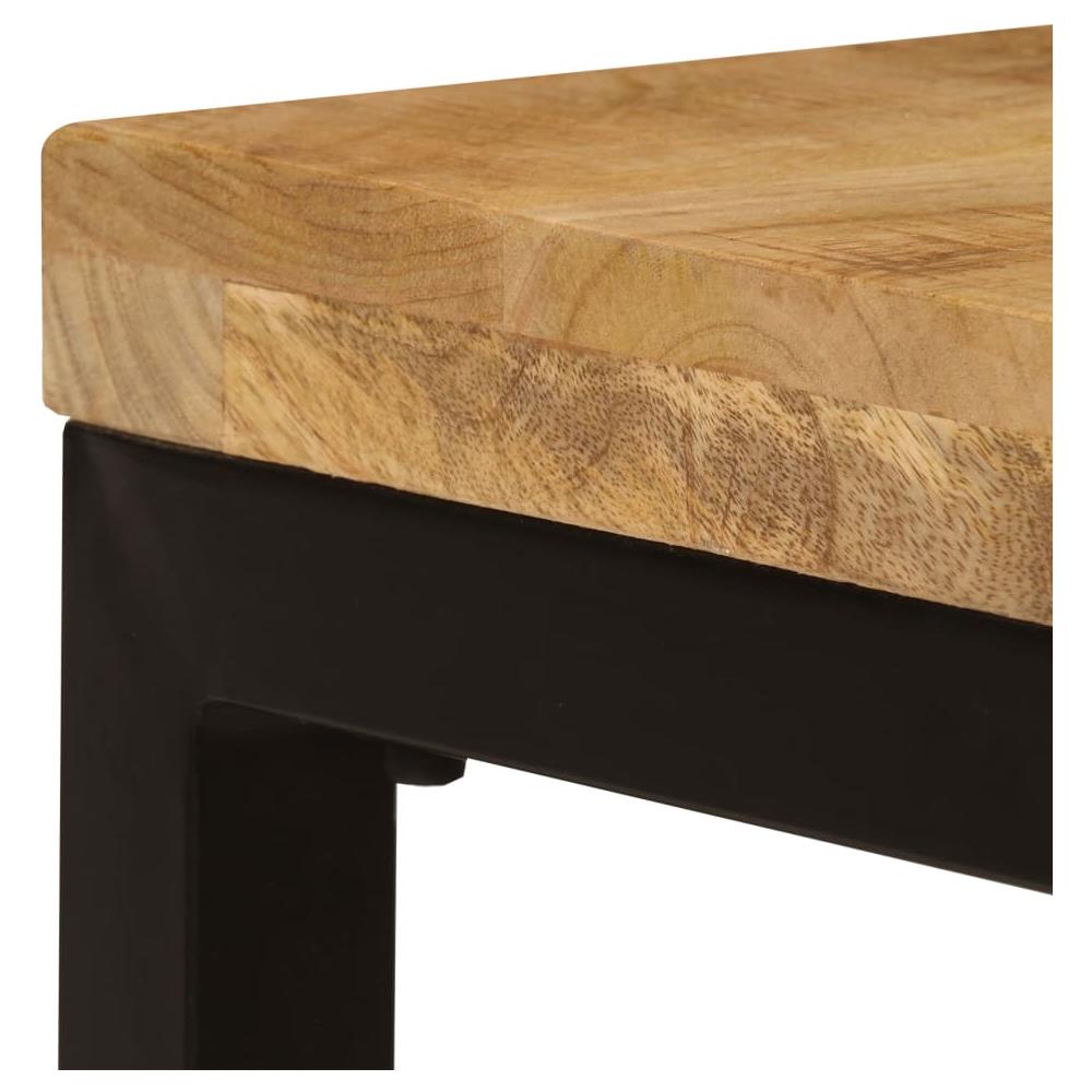 Tavolino Da Caffè 110x50x35cm Legno Massello Di Mango E Acciaio - Foto 6