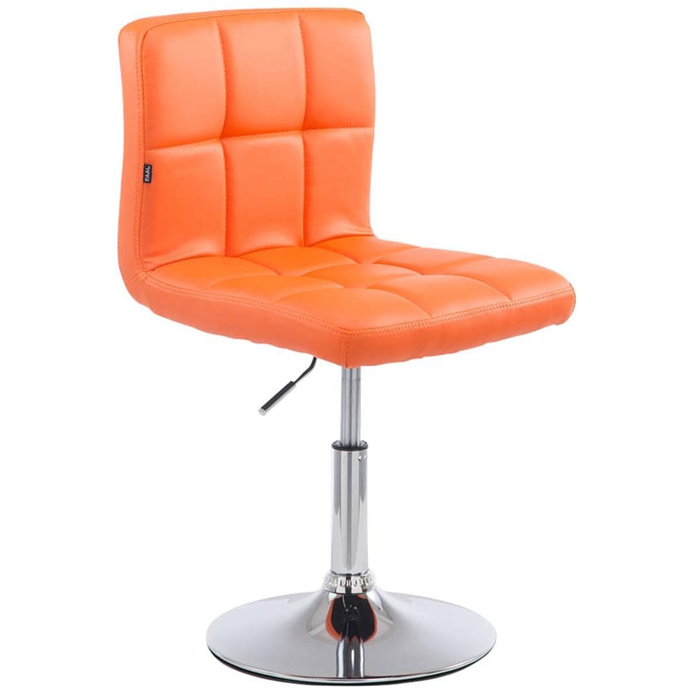 Sedia Lounge Design Palma V2 I Sedia Sgabello Girevole E Imbottita in Similpelle Trapunto I Sgabello Regolabile E Telaio in Metallo Cromato Arancione - Foto 1