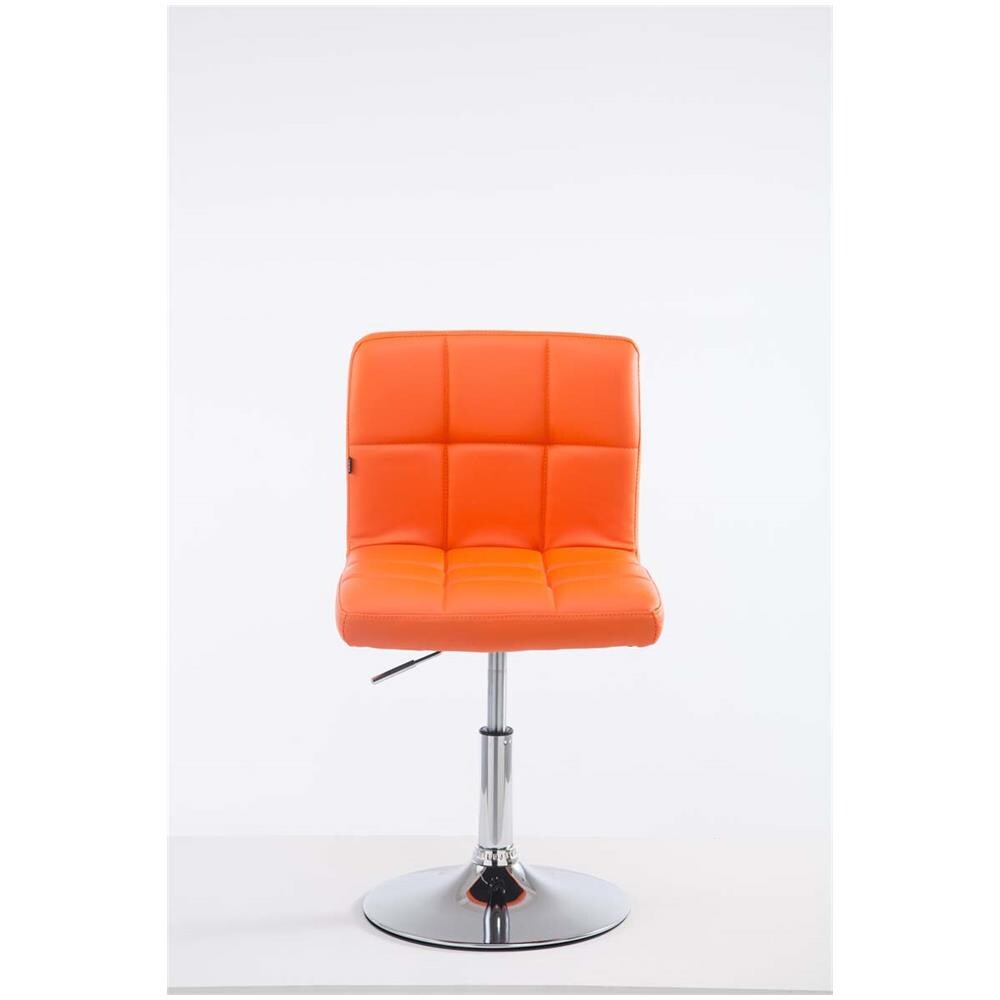 Sedia Lounge Design Palma V2 I Sedia Sgabello Girevole E Imbottita in Similpelle Trapunto I Sgabello Regolabile E Telaio in Metallo Cromato Arancione - Foto 2