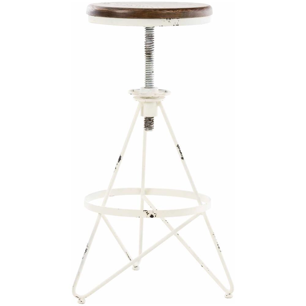 Sgabello Industriale Vintage Karla in Legno E Metallo I Sedia Sgabello Cucina Regolabile in Altezza con Poggiapiedi Stile Rustico Bianco Antico - Foto 2