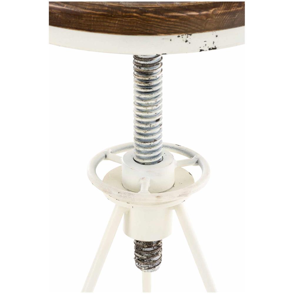 Sgabello Industriale Vintage Karla in Legno E Metallo I Sedia Sgabello Cucina Regolabile in Altezza con Poggiapiedi Stile Rustico Bianco Antico - Foto 5