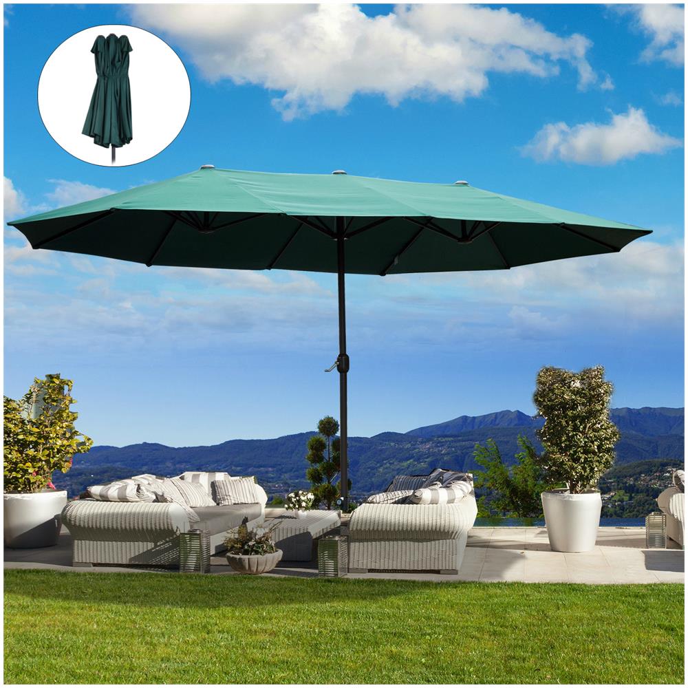 Ombrellone Doppio Tettuccio Da Esterni Anti Uv Dimensioni 460 X 270 X 240 Cm Colore Verde - Foto 2