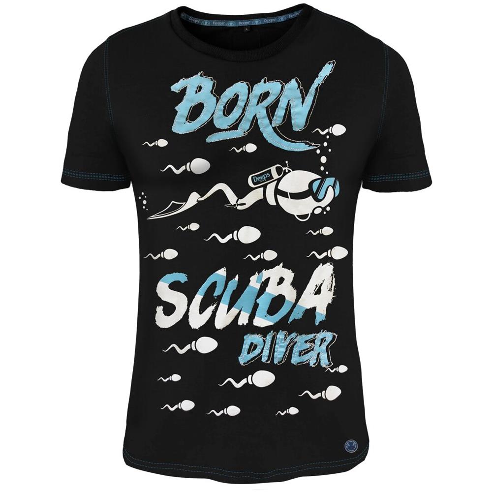 Deeps Gear T-shirt Born Scuba Diver, L, Bianco E Nero, I Subacquei Maglietta 030000103 - Foto 1