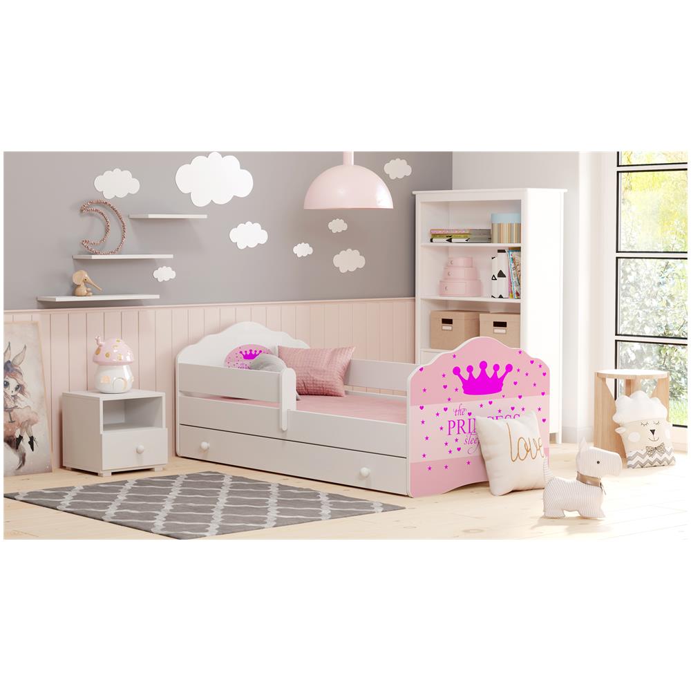 Letto Per Bambini Fala 140x70 Cassetto E Una Ringhiera+ Materasso E Giroletto Sleeping Princess Pink - Foto 2