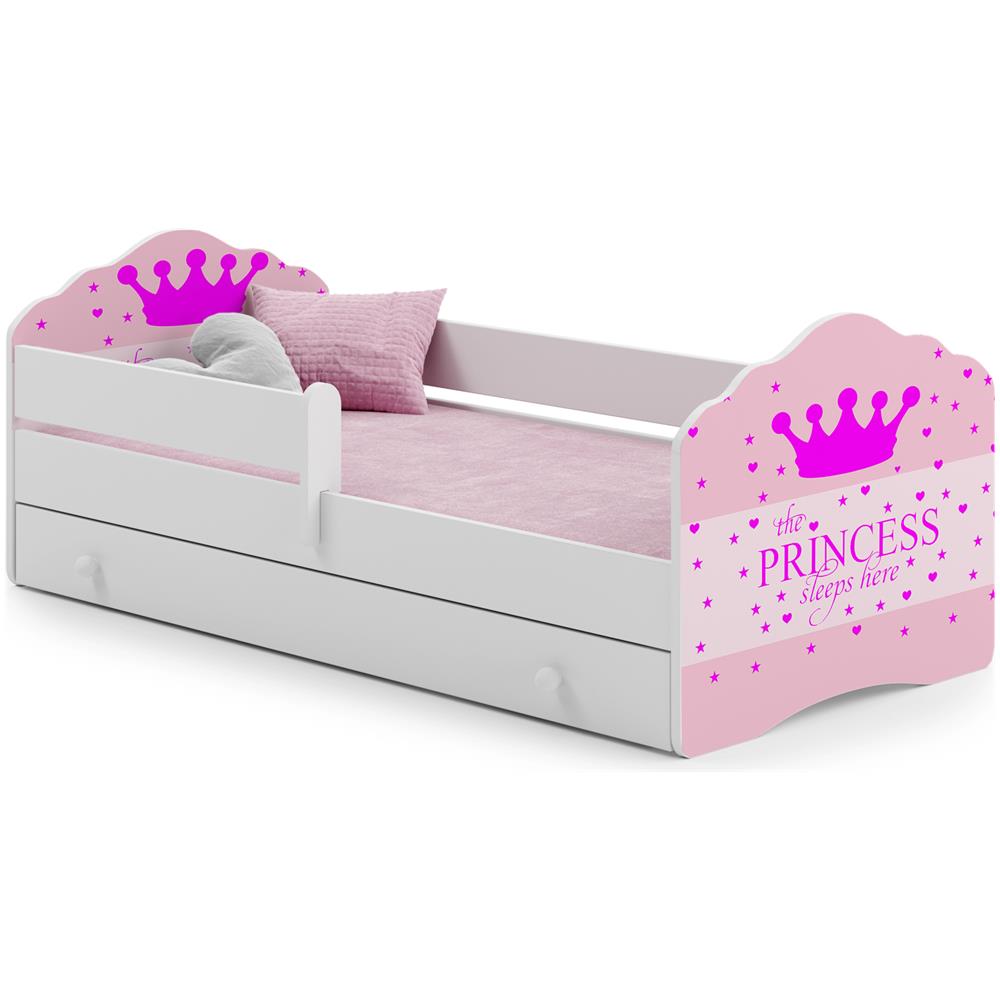 Letto Per Bambini Fala 140x70 Cassetto E Una Ringhiera+ Materasso E Giroletto Sleeping Princess Pink - Foto 1