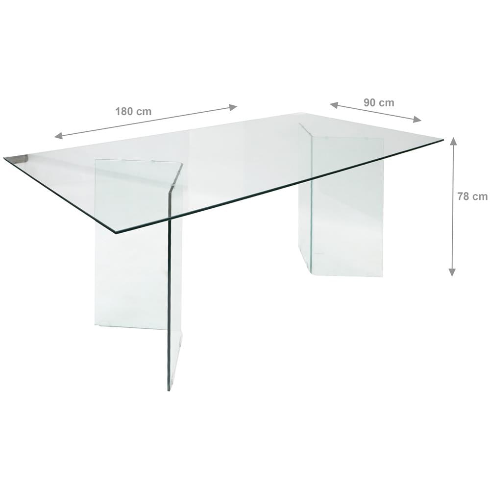 Tavolo Fisso Alcalalare, Tavolo Da Pranzo, Tavolo Per Cucina, Scrivania Rettangolare Da Ufficio, 180x90h78 Cm, Trasparente - Foto 2