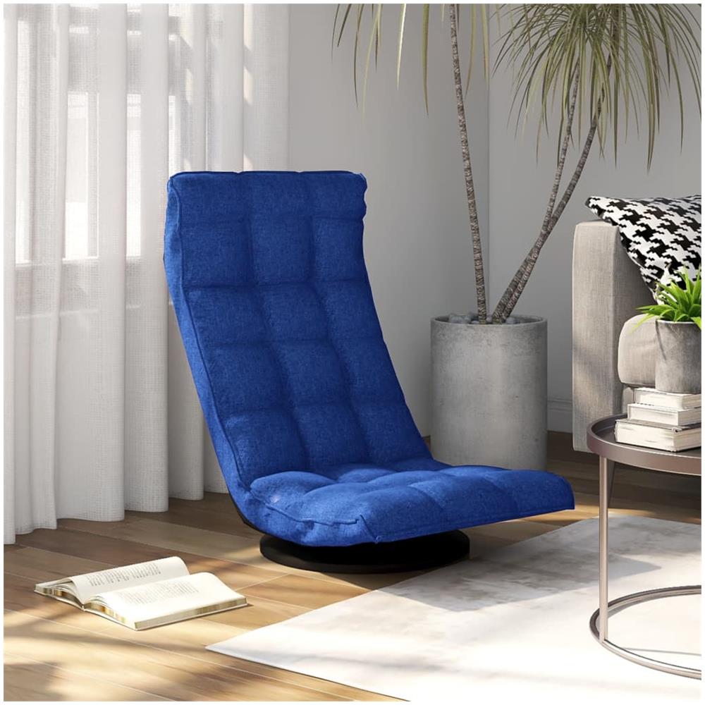 Sedia Da Pavimento Girevole Blu In Tessuto - Foto 1