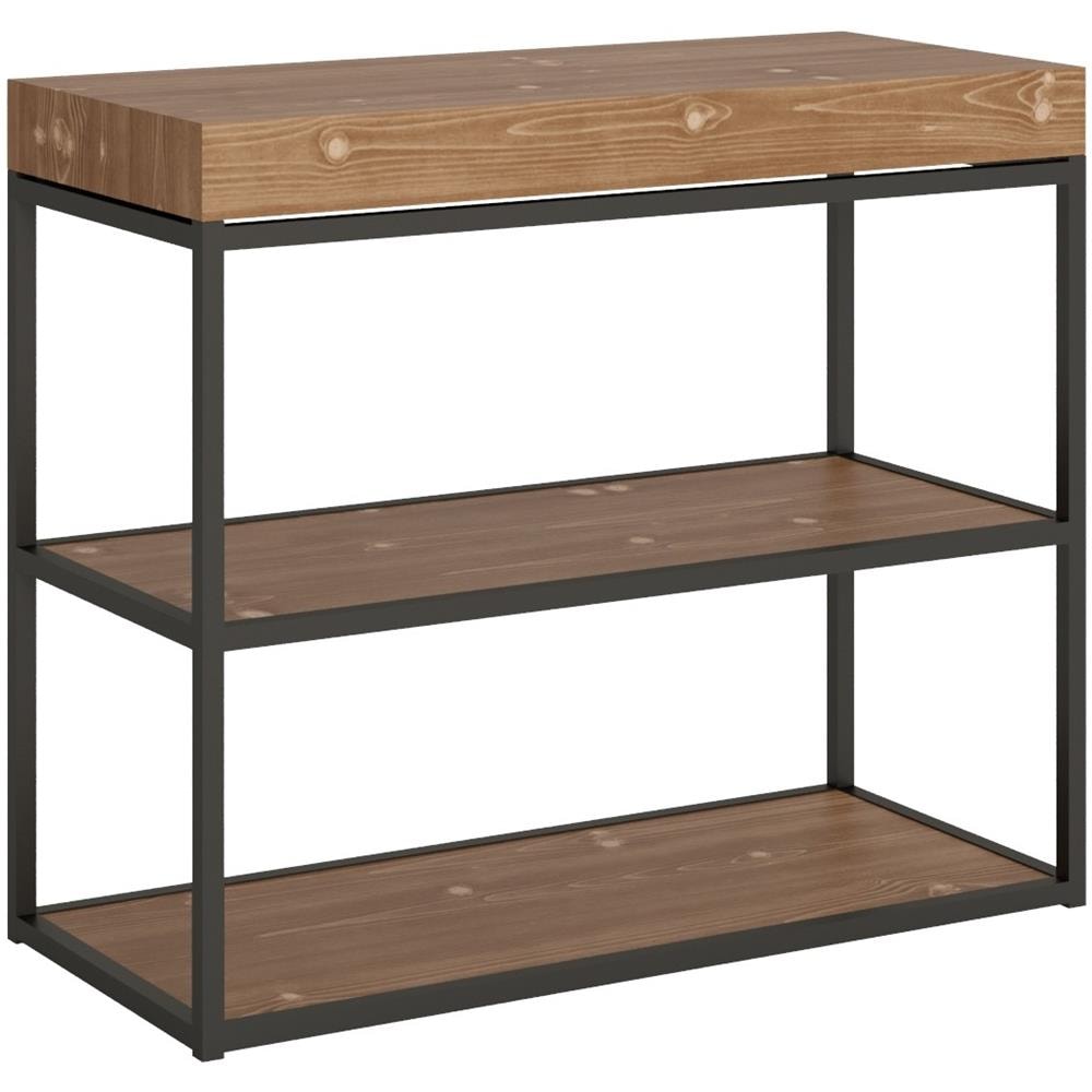 Consolle Allungabile Plano Abete Tinto Telaio Antracite - Foto 1