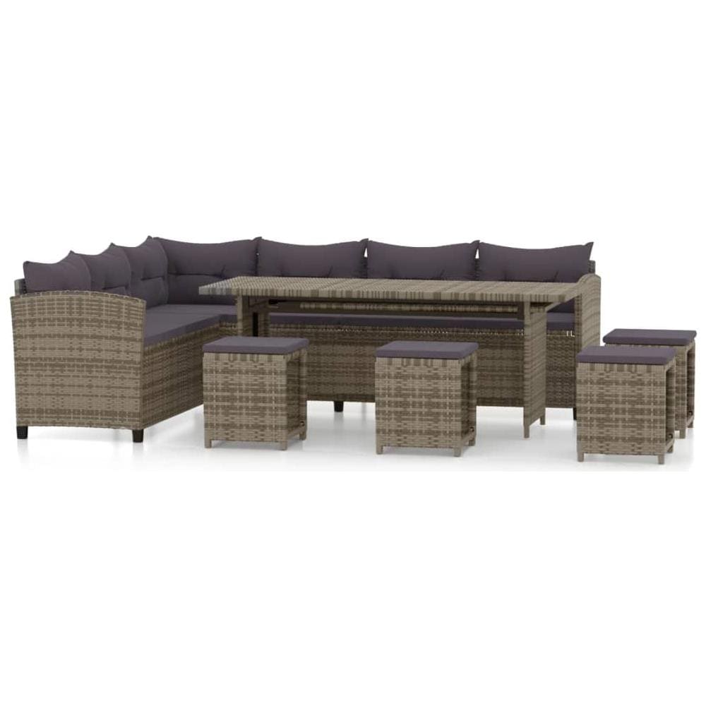 Set Divani Da Giardino 6 Pz Con Cuscini In Polyrattan Grigio - Foto 2