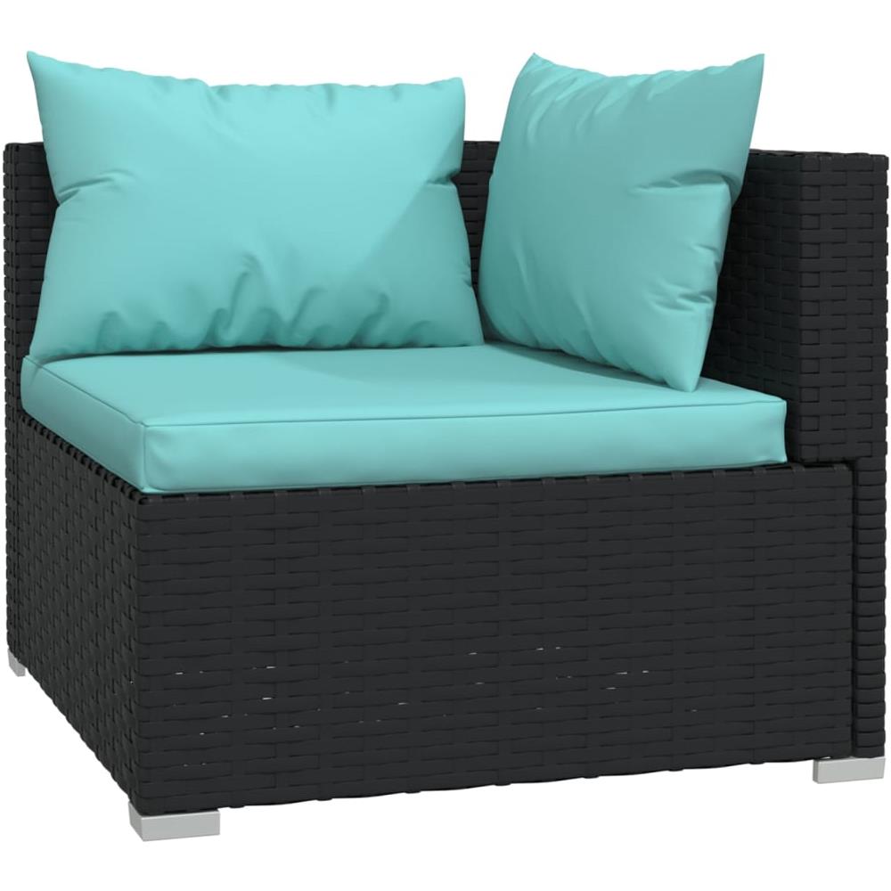 Set Divani Da Giardino 7 Pz Con Cuscini In Polyrattan Nero - Foto 2