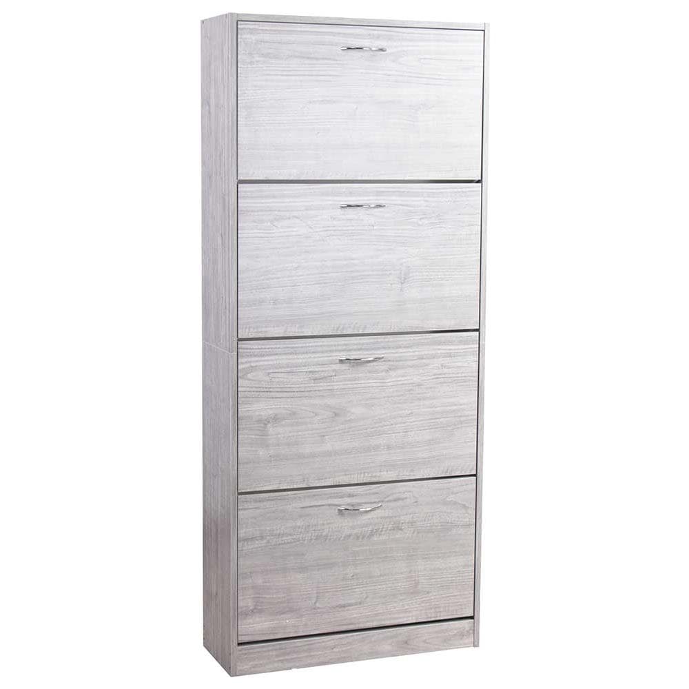 Scarpiera 4 Ante Ripiani Porta Scarpe Doppia Profondita Legno 63x24x150 Grigio - Foto 1