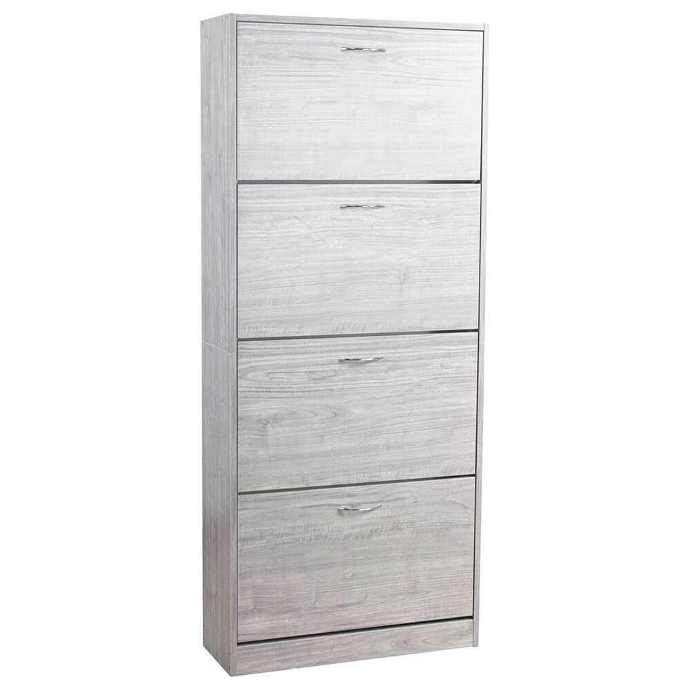 Scarpiera 4 Ante Ripiani Porta Scarpe Doppia Profondita Legno 63x24x150 Grigio - Foto 7