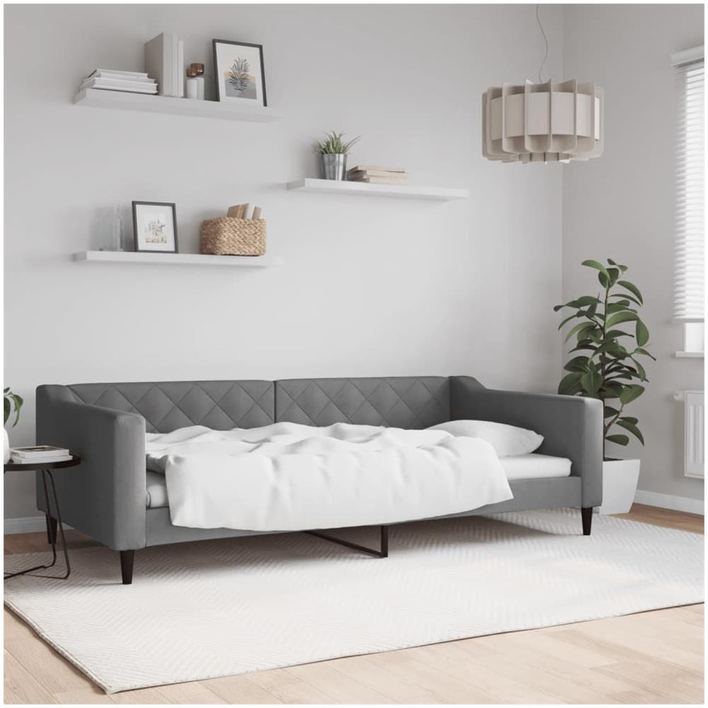 Letto Da Giorno Grigio Scuro 100x200 Cm In Tessuto - Foto 1