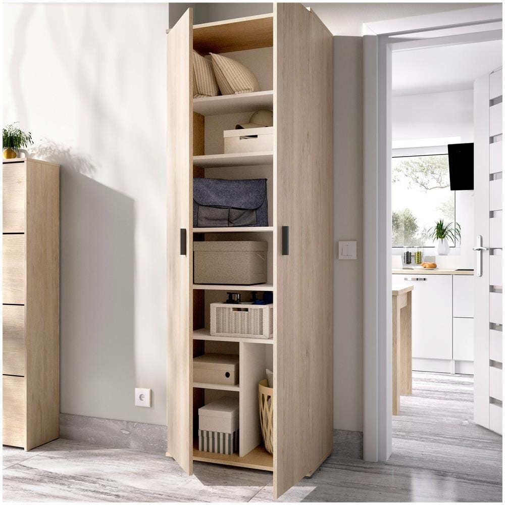 Armadio Multiuso Suretta, Mobile Multifunzione Portaoggetti, Guardaroba A 2 Ante, 61x35h190 Cm, Rovere - Foto 4