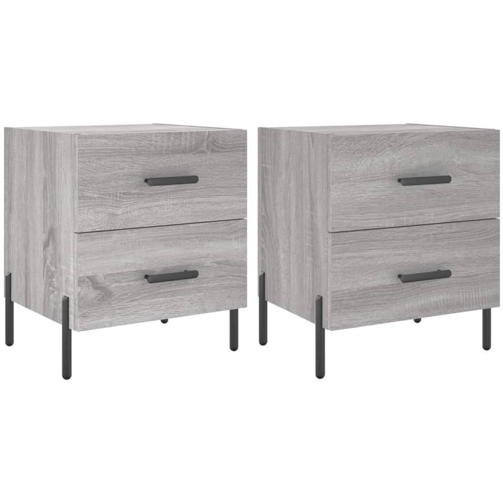 Comodini 2 Pz Grigio Sonoma 40x35x47,5 Cm In Legno Multistrato - Foto 2