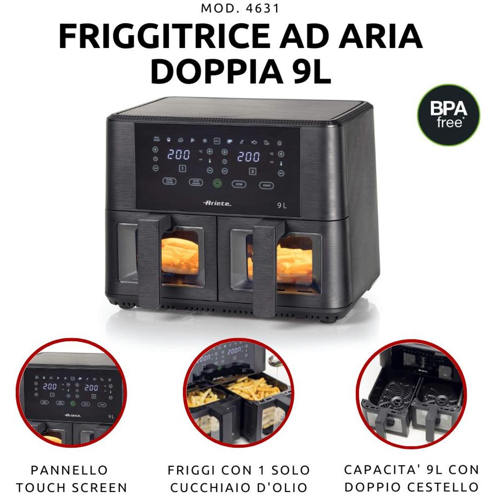 Friggitrice 4631 ad Aria Doppia Capacità 9 L 2400 W Colore Nero - Foto 2