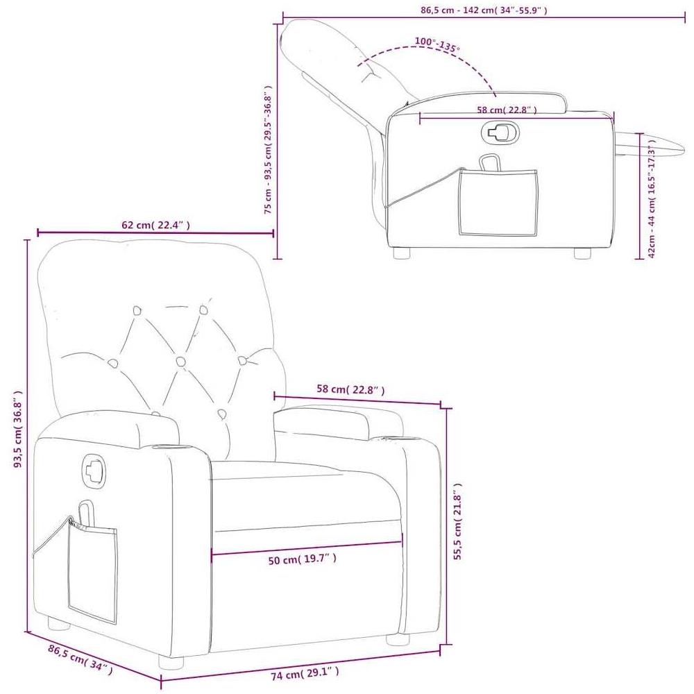 Poltrona Massaggiante Reclinabile Grigio Scuro in Tessuto - Foto 10