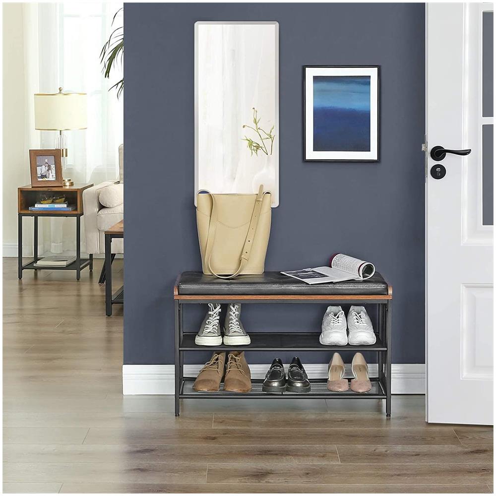 Scarpiera con seduta in metallo marrone rustico per corridoio - Foto 6