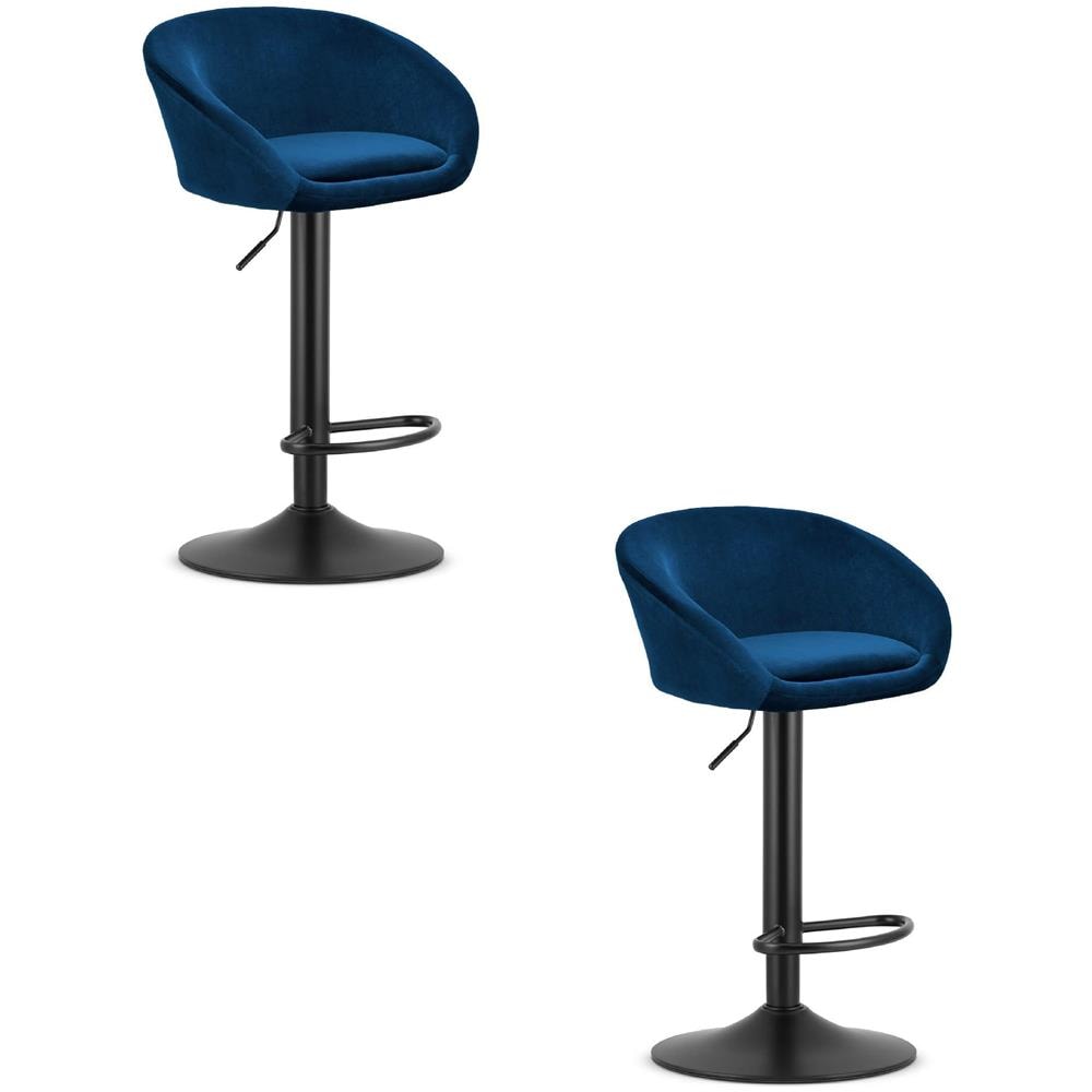 Sgabello in velluto VALORA EAST - Blu navy - Design elegante x 2 - Foto 1