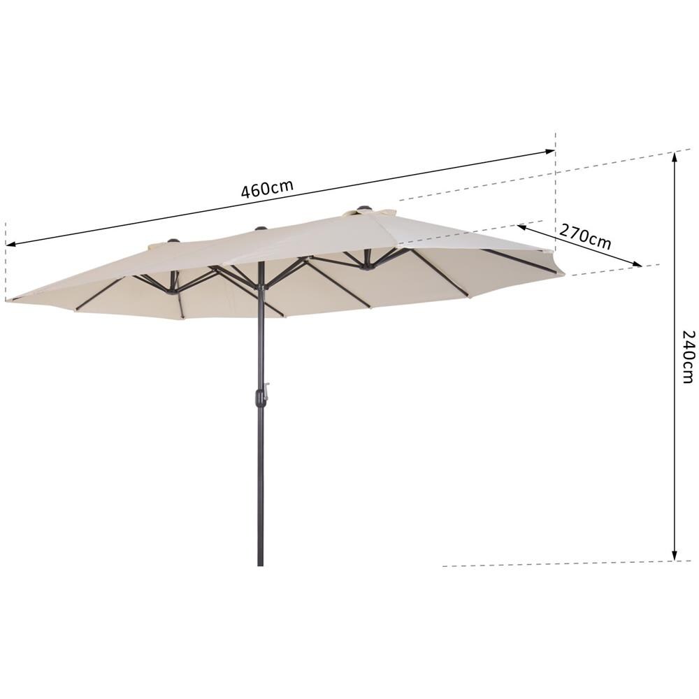 Ombrellone Da Giardino Impermeabile E Anti-uv Beige Dimensioni 460x270x240 Cm - Foto 2