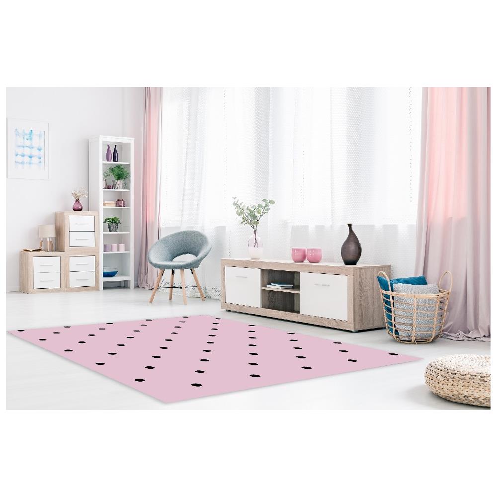 Tappeto Stampato Dot 1 - Per Bambini - Arredo - Antiscivolo - Da Soggiorno, Salotto, Camera - Rosa, Nero In Poliestere, Cotone, 60 X 100 Cm - Foto 2