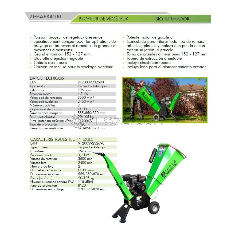 Biotrituratore A Scoppio Da Giardino 4100w Taglio 100mm Zi-haek4100 - Foto 8