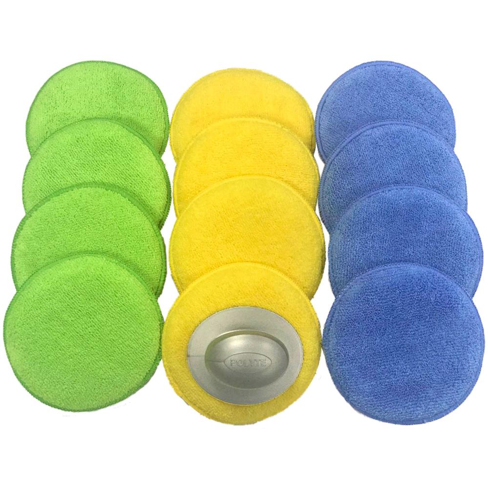 Microfibra Detailing Wax Pad W Maniglia 13 Cm 12 Pack (multi-blu Verde Giallo) - Foto 1