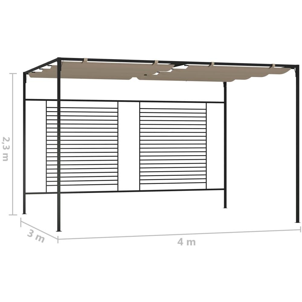 Gazebo Con Tetto Retrattile 3x4x2,3 M Grigio Talpa 180 G / m - Foto 7