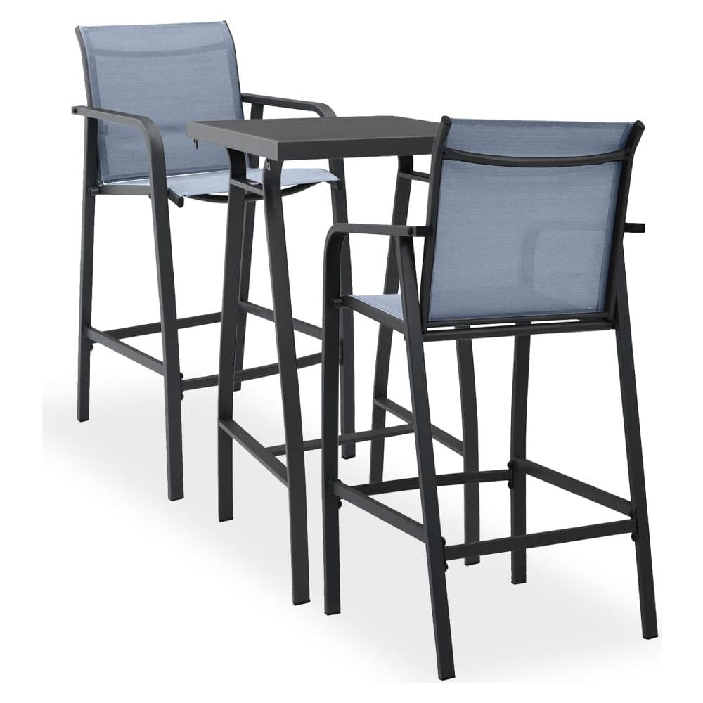 Set Bar Da Giardino 3 Pz Nero E Grigio - Foto 1