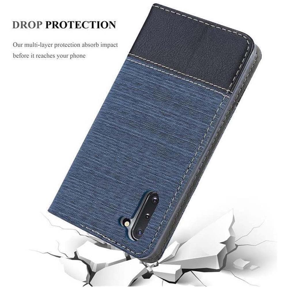 Custodia Compatibile Con Samsung Galaxy Note 10 In Blu Scuro Nero - Coperchio Protettiva Con Chiusura Magnetica, Funzione Stand E Tasca Per Le Carte - Foto 8