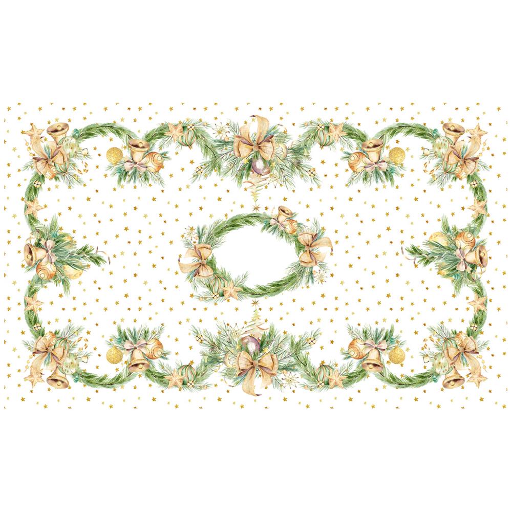 Tovaglia Natale Digitale Centrotavola Natalizio 100% Cotone Campane Dorate Sv 140x250 Campane - Foto 1