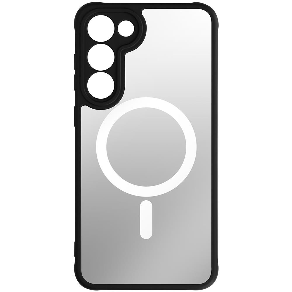 Cover Magsafe Per Samsung Galaxy S23 Plus Retro Rigido E Bordo Morbido Nero - Foto 1