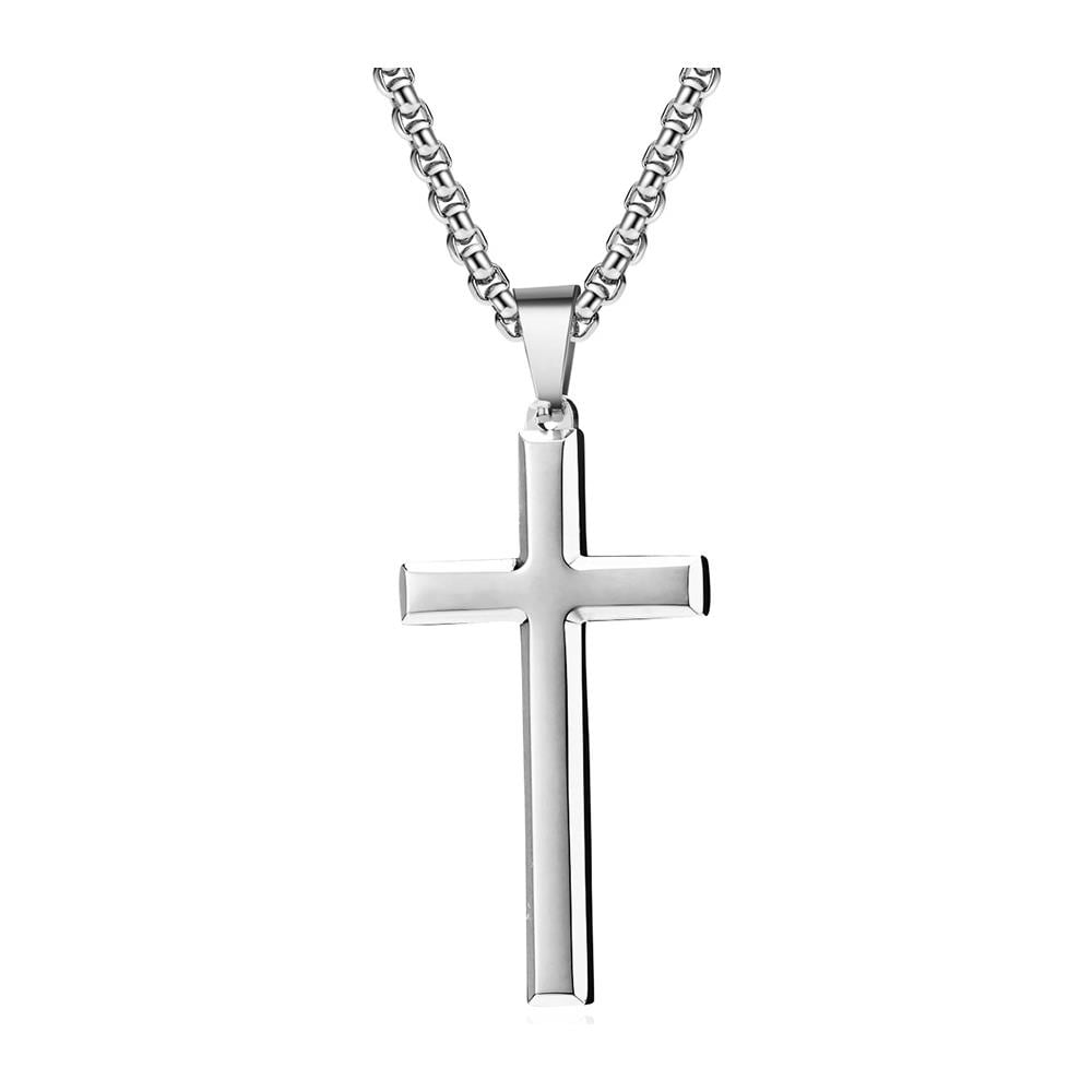 Collana Croce Acciaio Inossidabile 60 Cm Silver - Foto 1