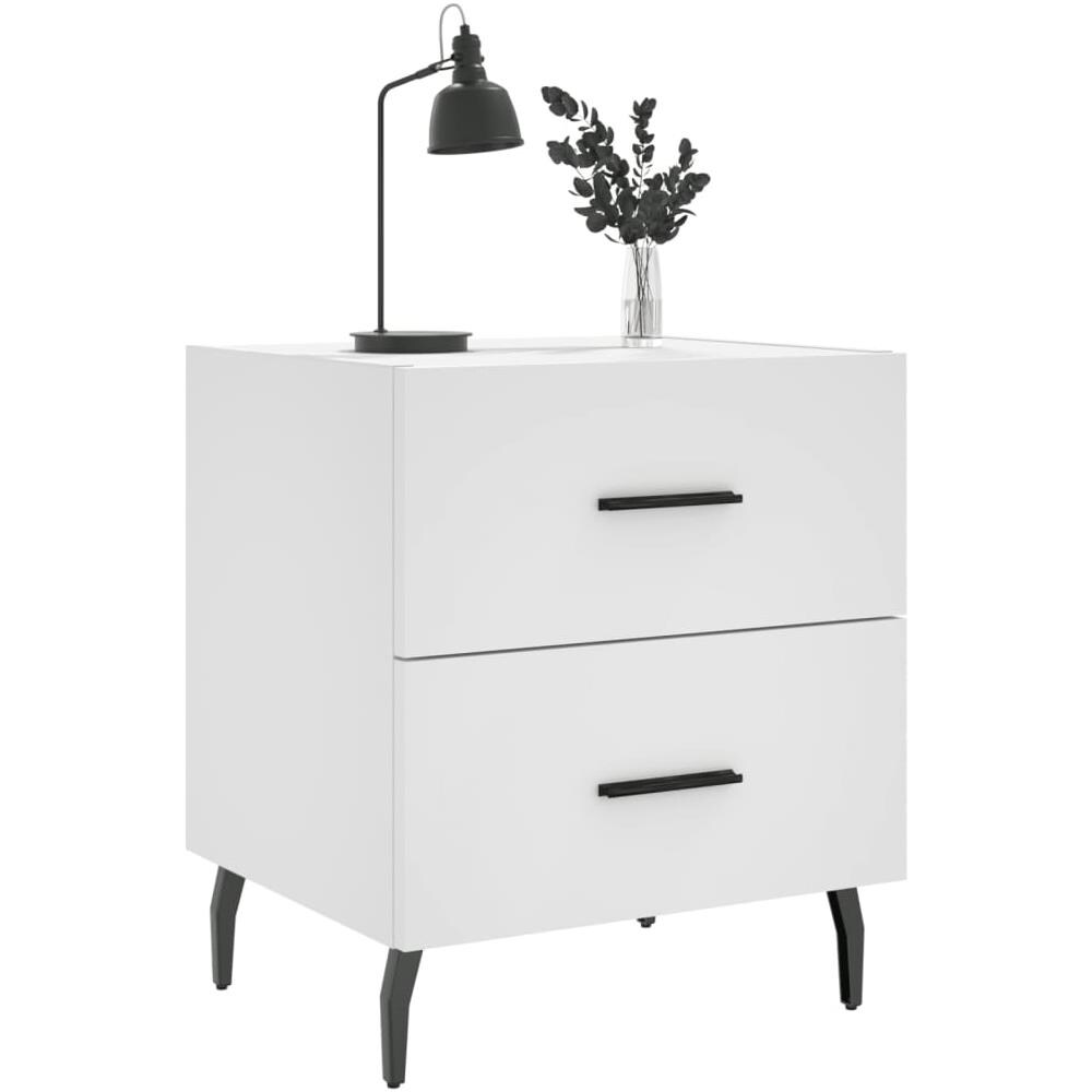 Comodino Bianco 40x35x47,5 Cm In Legno Multistrato - Foto 3