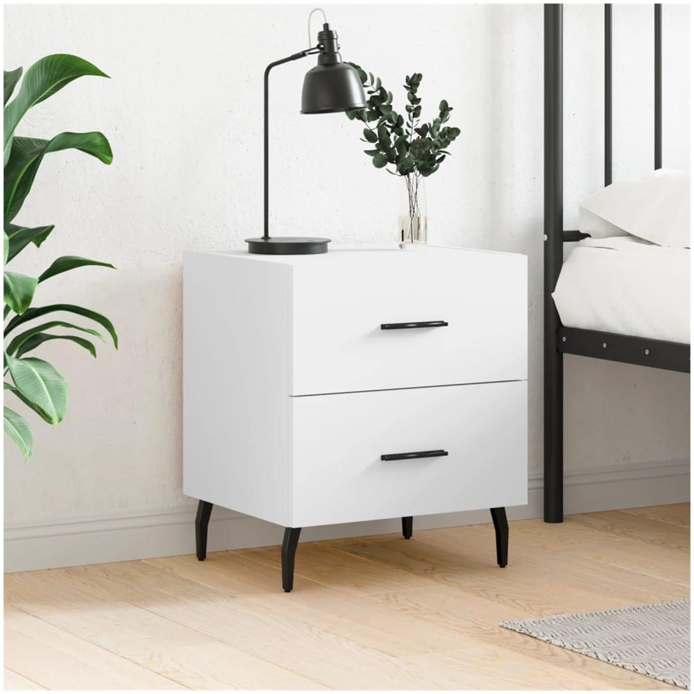 Comodino Bianco 40x35x47,5 Cm In Legno Multistrato - Foto 1