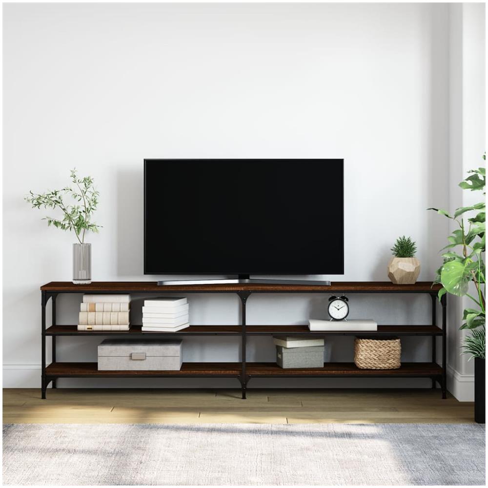 Mobile Tv Rovere Marrone 180x30x50cm Legno Multistrato Metallo - Foto 3