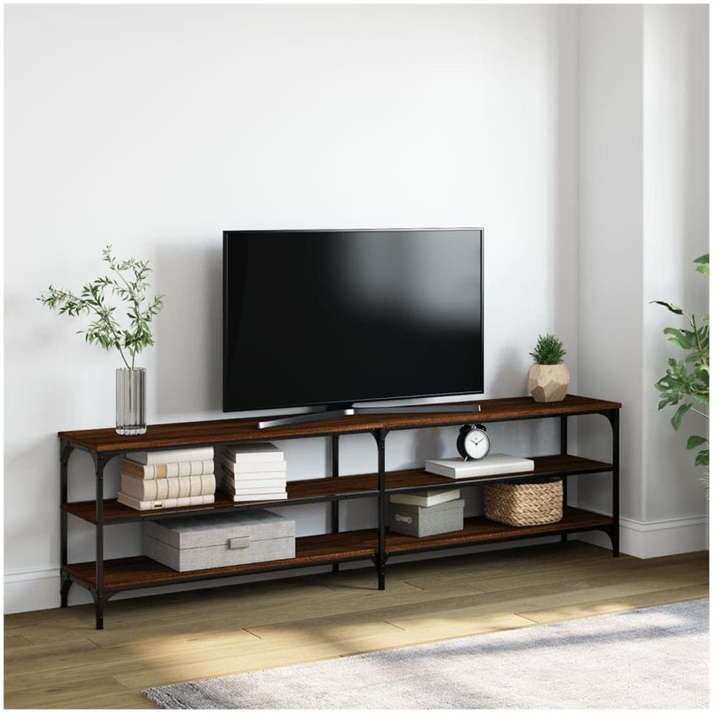 Mobile Tv Rovere Marrone 180x30x50cm Legno Multistrato Metallo - Foto 1
