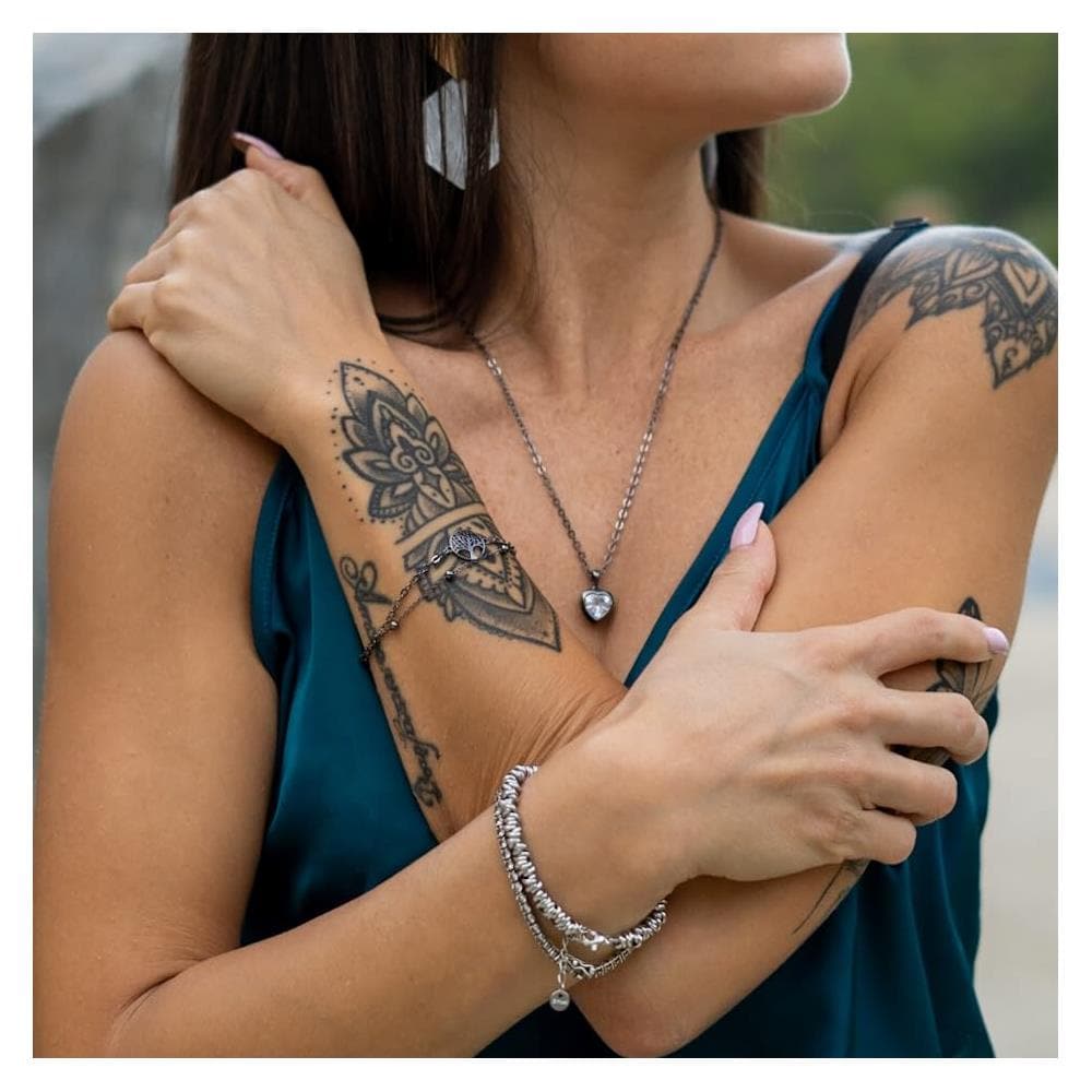 Bracciale in Argento Sterling, ""Life"", Nero - Foto 6