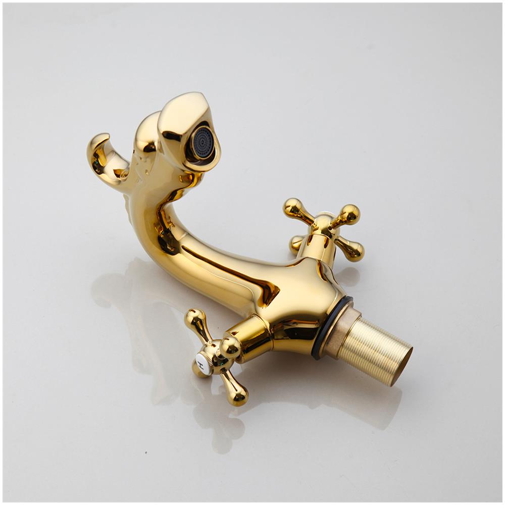 Rubinetto per lavabo da bagno, Blackswan, tipo M268 Dragon, modello oro, misura 20 cm - Foto 4