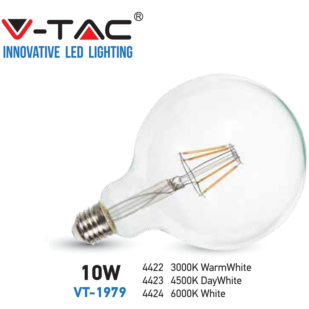Lampadine Led E27 10w G125 Filamento Globo Luce Fredda Vt-1979 4424 - Foto 1