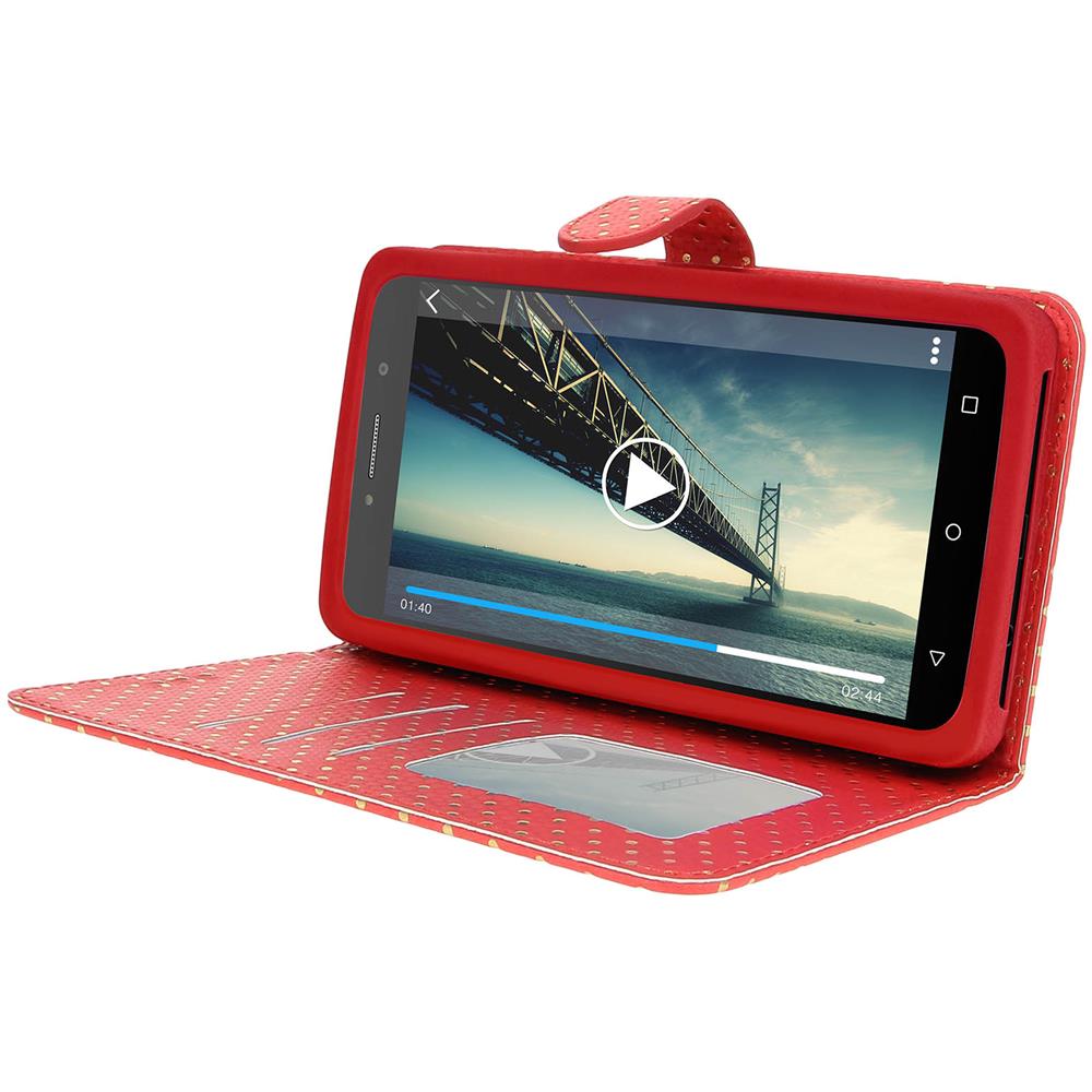 Custodia Smartphone Universale Portafoglio Rossa S Supporto + Specchio - Foto 2
