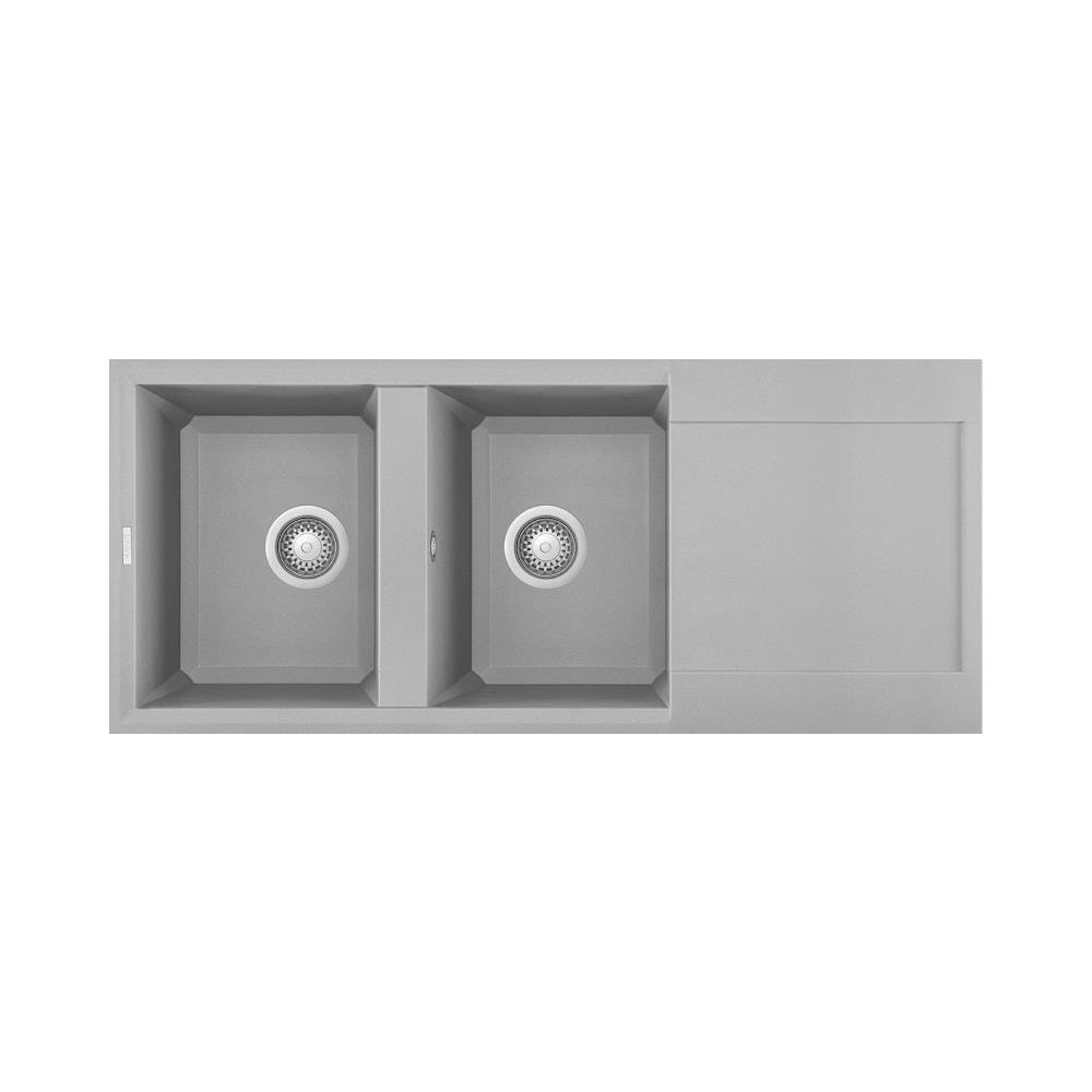 Lavello Easy 500 Metaltek 116x50 cm 2 vasche con gocciolatoio Colore Aluminium 79 - Foto 1