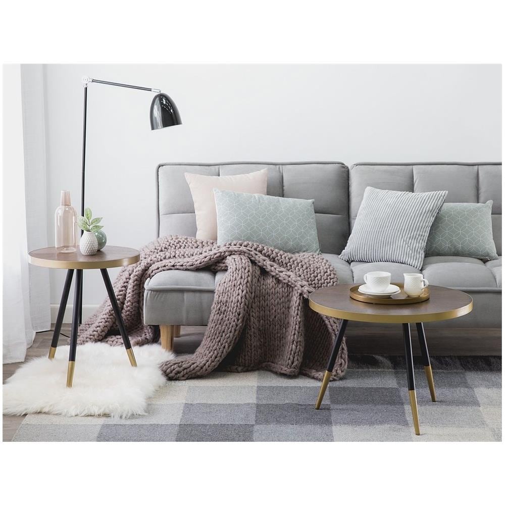 Tavolino In Color Noce Scuro Con Gambe In Nero / oro Ramona - Foto 2