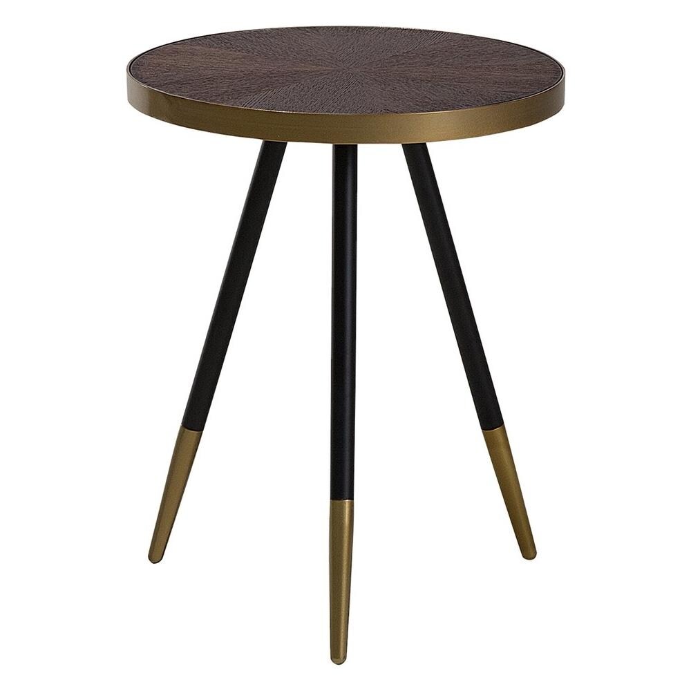 Tavolino In Color Noce Scuro Con Gambe In Nero / oro Ramona - Foto 1