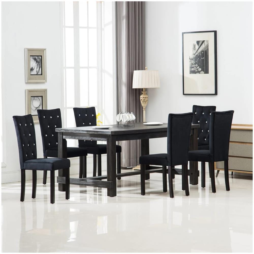 Sedie Per Sala Da Pranzo 6 Pz In Velluto Nero - Foto 1
