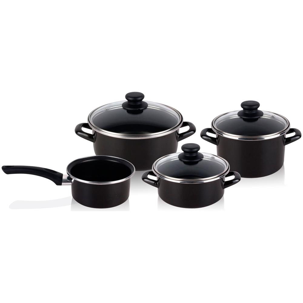 Magefesa Kenia Batteria Da Cucina Induzione Set Pentole 7 Pezzi, Coperchi In Vetro Antiaderente  Nero - Foto 1