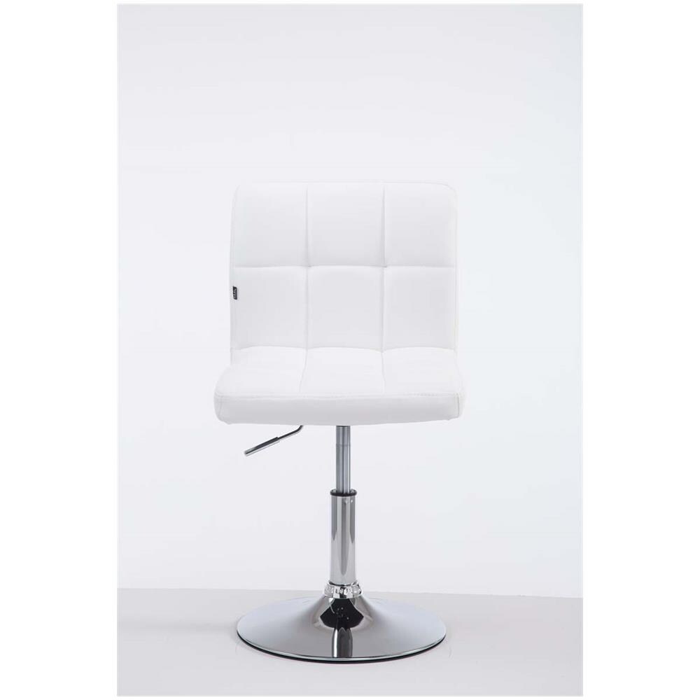 Sedia Lounge Design Palma V2 I Sedia Sgabello Girevole E Imbottita in Similpelle Trapunto I Sgabello Regolabile E Telaio in Metallo Cromato Bianco - Foto 2