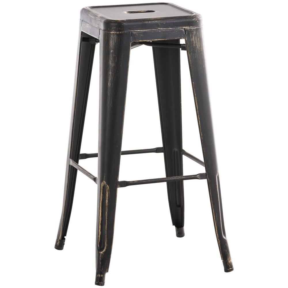 Sgabello Bar Joshua in Metallo I Sgabello Design Industriale E Scandinavian I Sgabello Senza Schienale Impilabile I Sgabello Bancone Alt. 77 CM Nero-Oro - Foto 1