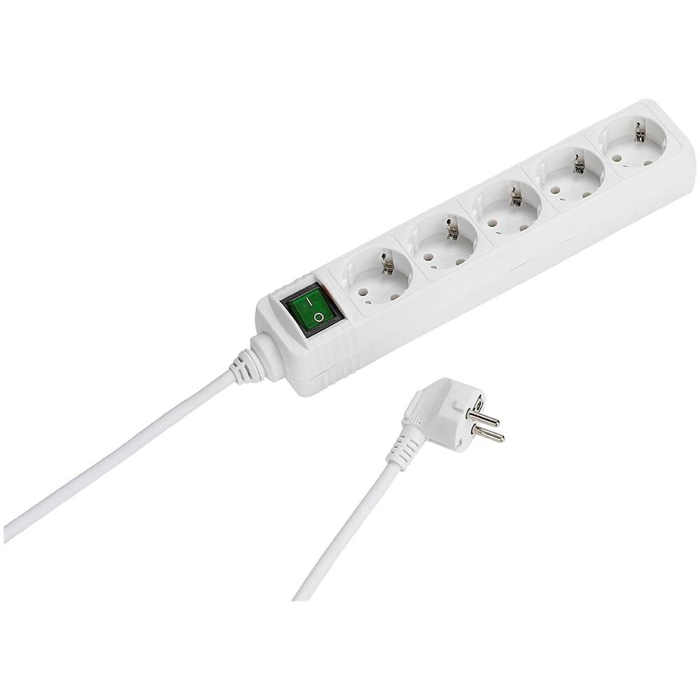 Ebls5 W - Ciabatta Elettrica A 5 Prese Con Interruttore E Sicurezza Per Bambini (cavo Da 1,4 M, Sezione Del Cavo: 1,5 Mmq), Colore: Bianco - Foto 2