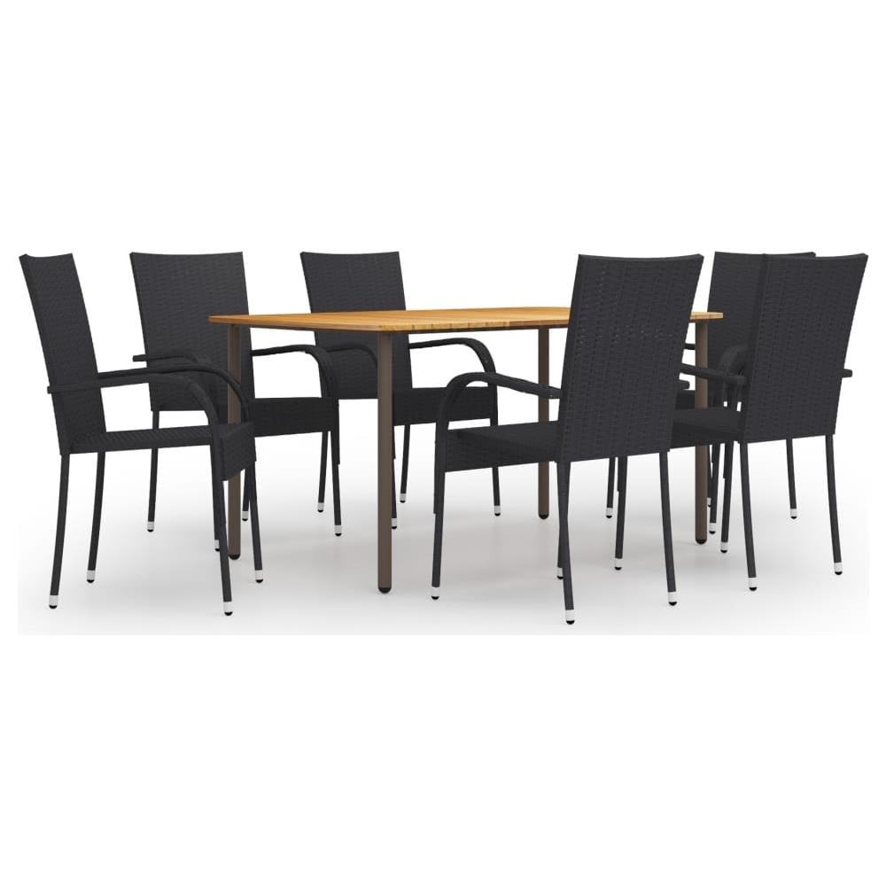 Set Mobili da Pranzo Giardino 7 pz in Polyrattan Nero - Foto 1